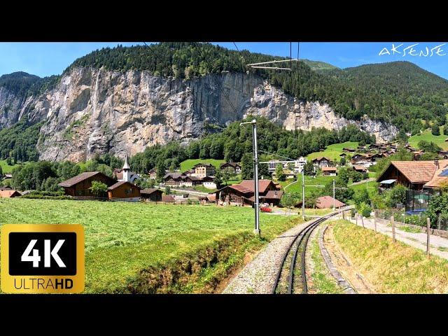 4K Cab Ride - Kleine Scheidegg to Lauterbrunnen Switzerland | Train Driver View | 4K HDR Video