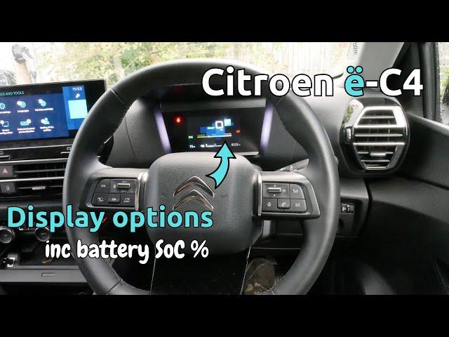 Citroen e-C4 instrument panel & how to get battery SoC %