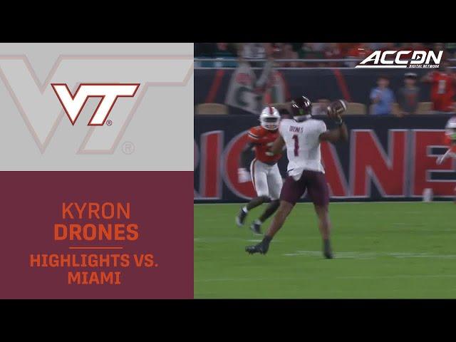 Virginia Tech QB Kyron Drones Highlights vs. Miami