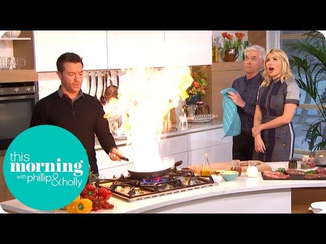 Gino's Heating Things Up in the Kitchen With His Flamed Brandy Steak | This Morning