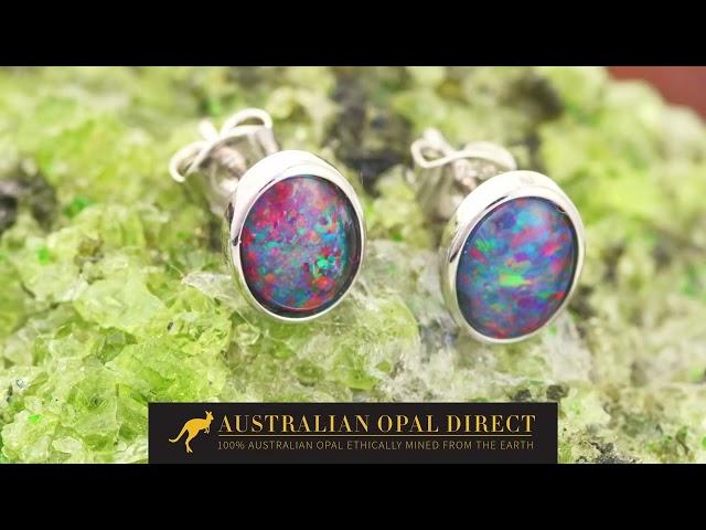 Gold Earrings, Green Earrings, Opal Stud Earrings - Australian Opal Direct | Worldwide Shipping