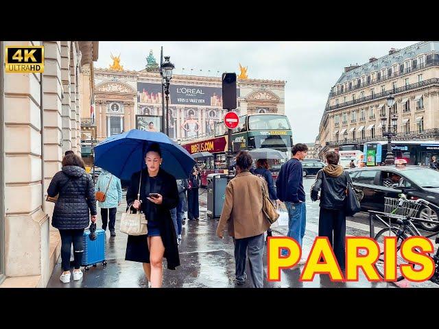 Paris, France  - Paris Walk 4K  Fashion Week Rainy Day Mood! With Captions!