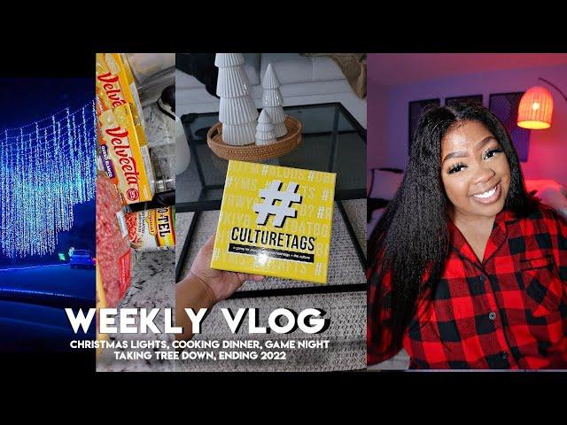 WEEKLY VLOG | christmas lights, cooking dinner, game night, taking tree down, ending 2022