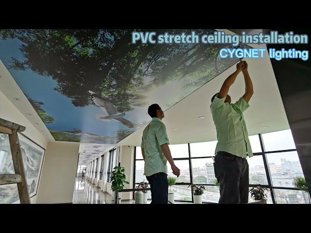PVC stretch ceiling installation, CYGNET lighting