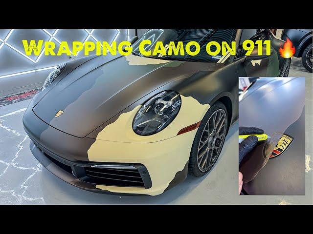 Dolph Camo Wrap on the Porsche 911  | Car Wrapping With Knifeless