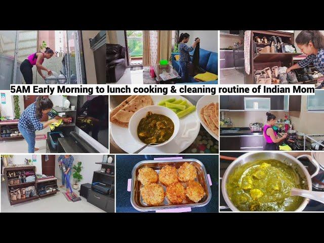 Indian Mom 5:00AM busy productive morning routine- Morning to lunch Cooking & Cleaning Routine