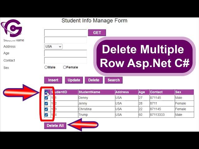 Delete Multiple Selected Row From GridView in Asp net C# with Confirmation