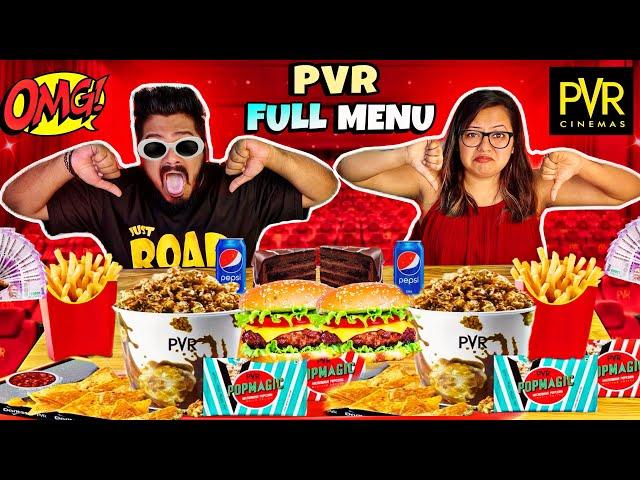 TRYING FULL MENU OF PVRPVR ENTIRE MENU EATING CHALLENGE