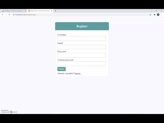 Registration, Login in PHP using Xampp server