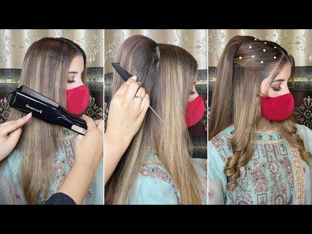 Engagement hairstyle for saree | wedding hairstyle indian open hair | front hairstyle for reception