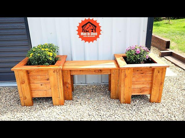 Garden Planters With A Bench Seat That Anyone Can Make!! Planter Box Garden Ideas!