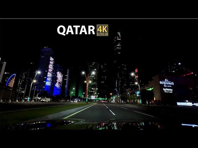 Night driving in the streets of Doha - QATAR 4K