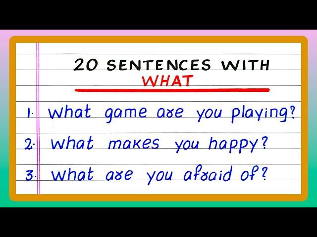 SENTENCES WITH WH QUESTIONS | WH WORDS | SENTENCES WITH WHAT | SIMPLE ENGLISH SENTENCES