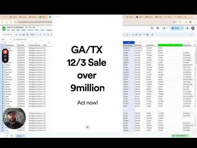 Over 9 Million in potential surplus Ga/Tx sale