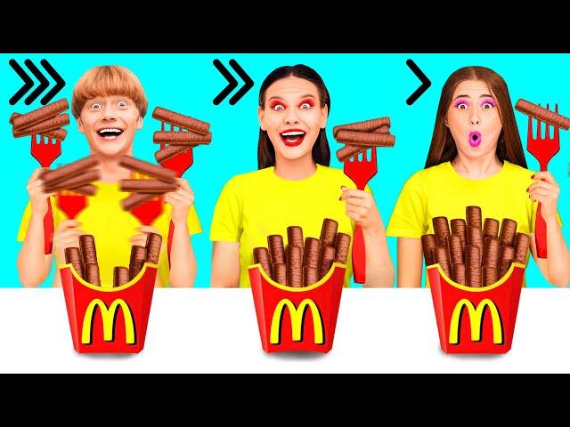 Schnelles, Mittleres oder Langsame Essen Challenge | Epische Essensschlacht von Happy Fun