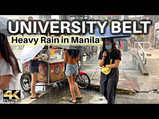 Heavy Rain Walk at University Belt Manila Philippines [4K]