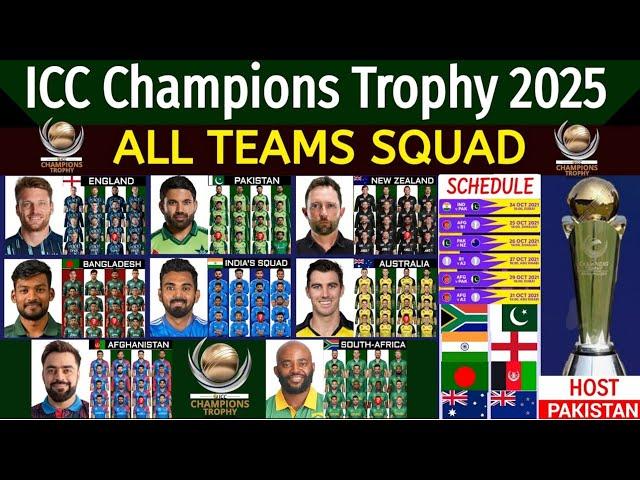 ICC Champions Trophy 2025 All Team Final Squad | All Teams Squad for Champions Trophy 2025