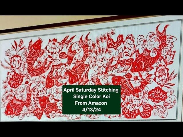 April Saturday Stitching Red Koi  Single Color Stamped Cross Stitch from Amazon 4/13/24