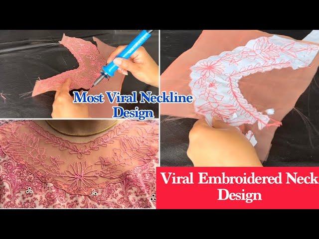 Viral Neckline Design 2024 | How to make Embroidered Viral Neck Design At Home Easy Tutorial