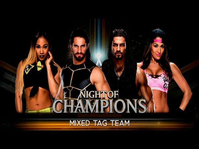 WWE 2K16 - Seth Rollins & Cameron vs Roman Reigns & Nikki Bella [MIXED] [1080p]