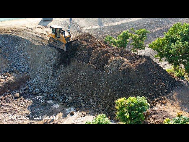NEW PROJECT! THE BEST WORK FAST DOZER CAT​ D6R2 PUSHING CLEARING SOIL MAKE NEW ROAD DAM CONSTRUCTION