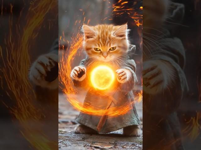 Cat Practices Fire Spell Gone Wrong #aishorts #cat #fantasy