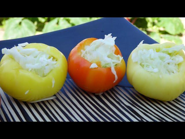 Preservative-free pickled peppers stuffed with cabbage.Fermented vegetables