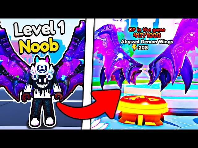 Starting over as NOOB with OP WINGS in Climb And Jump Tower! (Roblox)