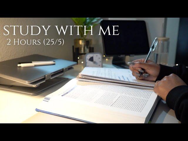 2-Hour Study With Me | No Music, Background Noise, Pomodoro 25/5