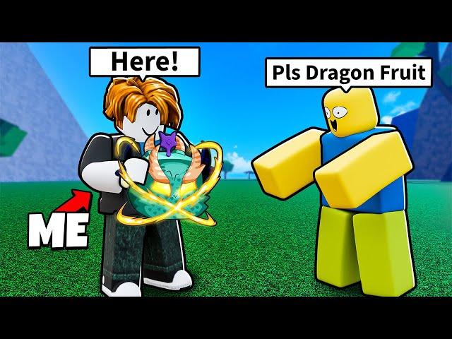 Gifting PERMANENT Dragon To Noobs for 24 Hours in Blox Fruits