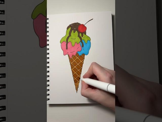 Let’s draw some ice cream #simpledrawing #easy #ohuhu #alkoholmarkers #relaxing #fun