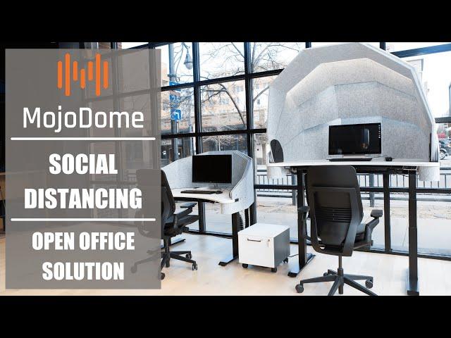 MojoDome - Privacy Acoustic Booth + Standing Desk Bundle | Open Office Solution for Social Distance