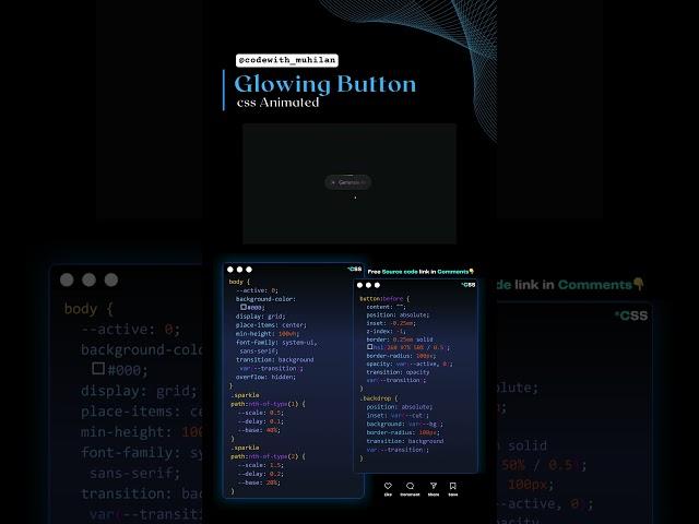 Animated Glowing Button #codewith_muhilan #css #coding #glowing #animation