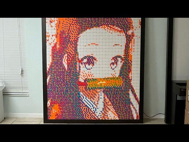 Nezuko made with Rubik’s Cubes ️ *My Most detailed picture* 