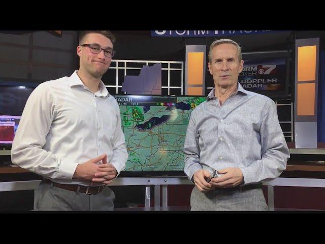 Dr. Dave hands over the WTRF meteorology reins, and the clicker, to Zach Petey