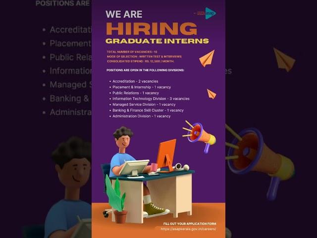 ASAP Hiring Graduate Interns - Stipend Rs 12500/month