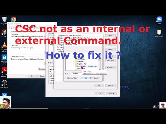 How to fix csc is not recognized as an internal or external command,operable program or batch file.