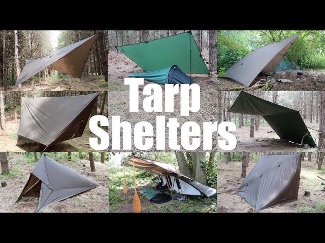 The Tarps I use for Bushcraft and Wild Camping.  My Top Five Tarp Shelter Set-ups.