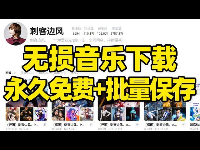 【957】刺客边风！无损音乐下载软件，PC电脑端免费听歌音乐下载工具！聚合5大音源网站搜索引擎，全网歌手曲库、专辑歌单、排行榜在线搜索，无损音质歌曲批量下载保存！