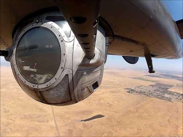 Operating ball turret in the Collings B-24J at Bomber Camp