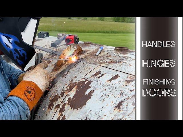 Building A 500 Gallon BBQ Offset Smoker: Installing Hinges And Handles