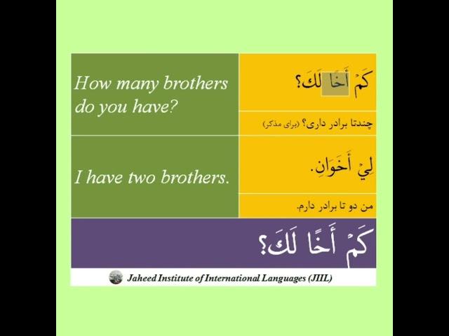 How many brothers do you have in Arabic. #learnenglish #learnarabic #test #quran #islam #learnquran