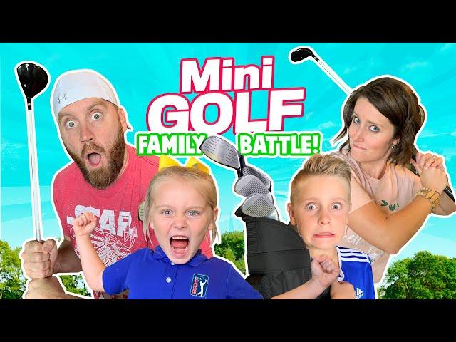 Mini Golf Family Battle!!! (5 Holes in our HOUSE) / K-City Family