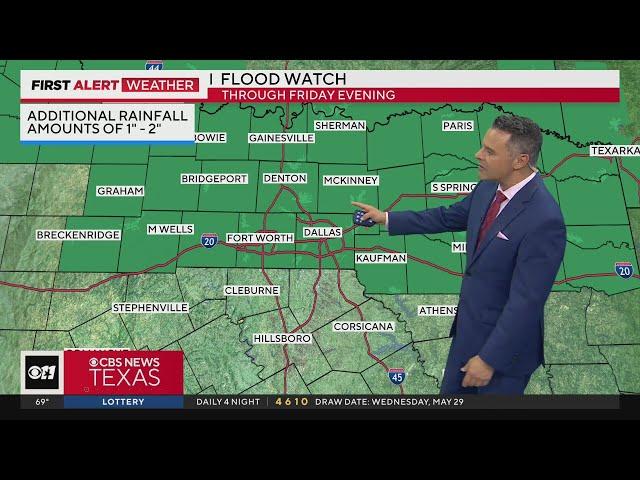 Flood Watch to continue through Friday in North Texas