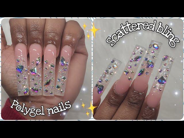 SCATTERRED BLING POLYGEL NAILS  | NAIL TUTORIAL | MODELONES POLYGEL