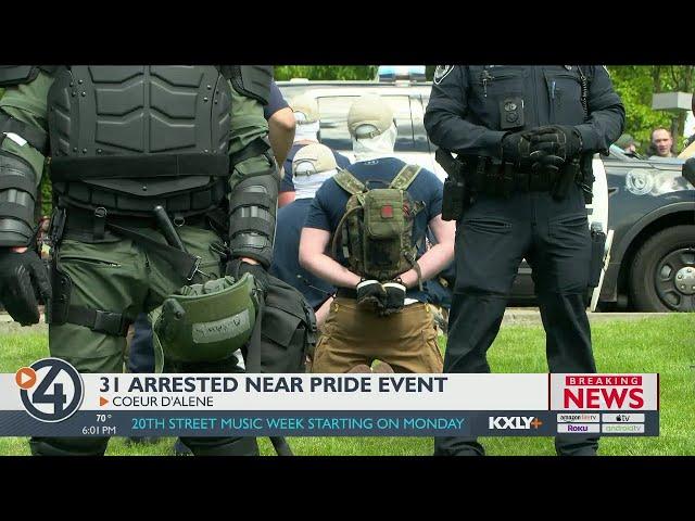 Police: 31 members of white nationalist group arrested near Coeur d'Alene pride event