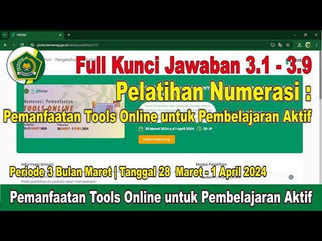 Full Kunci Jawaban Pelatihan Numerasi: Pemanfaatan Tools Online untuk Pembelajaran Aktif