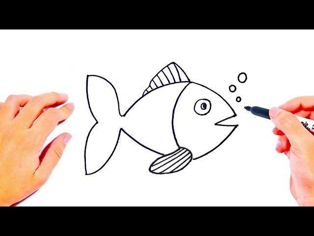 How to draw a Fish Step by Step | Drawings Tutorials for Kids