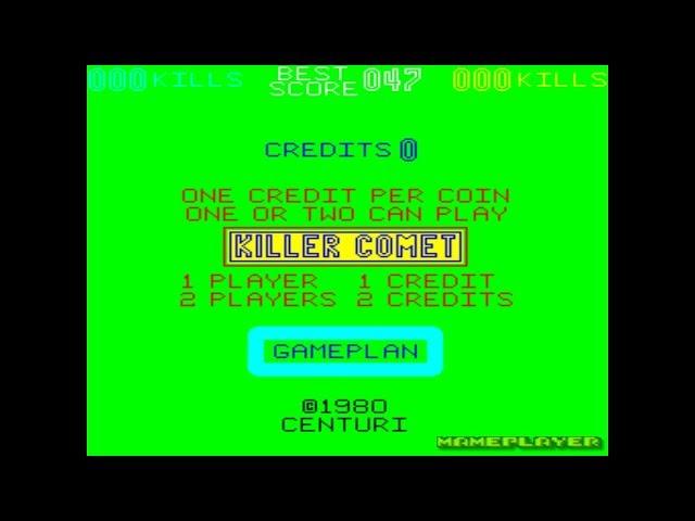 Killer Comet 1980 Game Plan Mame Retro Arcade Games