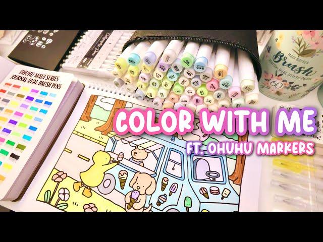 COLOR WITH ME  using my Ohuhu markers! • unboxing, swatching & coloring